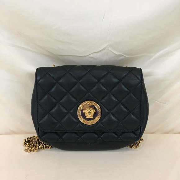 Versace Handbags - VERSACE JEANS COUTURE Versace Black Gold Crossbody Bag Sku# 69972